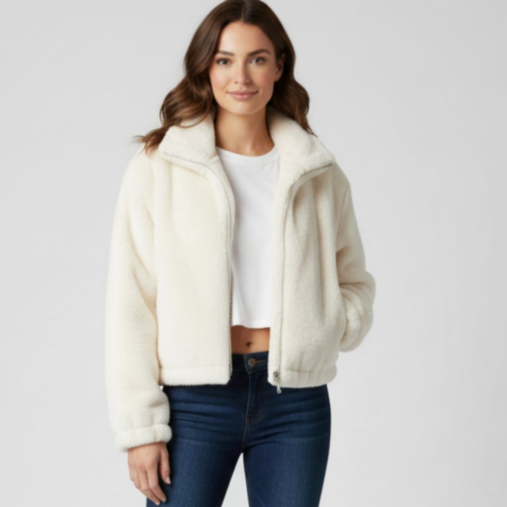 JouJou Teddy Jacket Cream Women's Size Medium